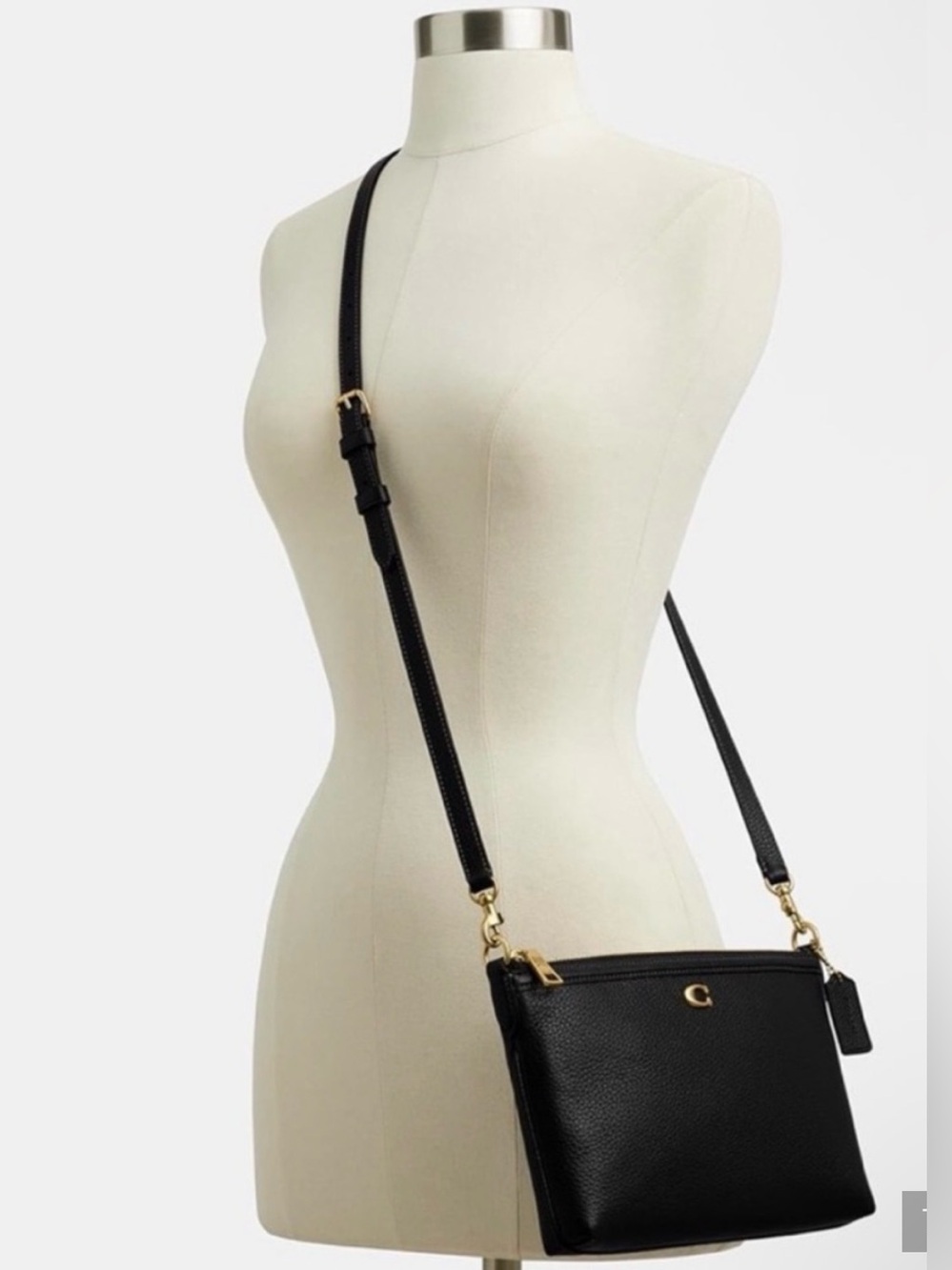New Coach Black Legacy Zip Top Pebbled Leather with Gold Hardware.  No tag